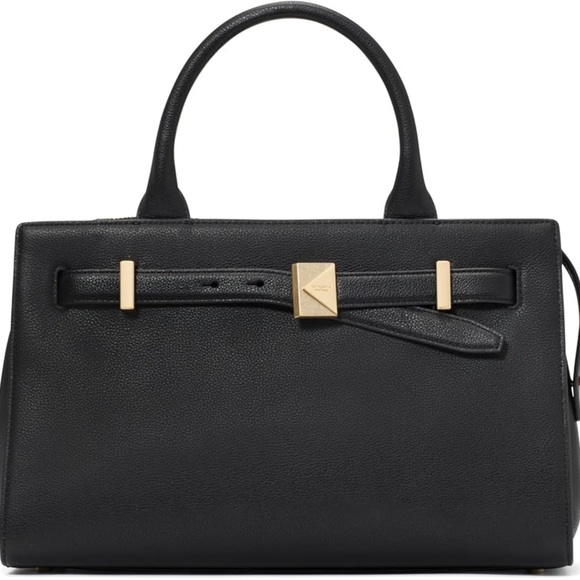 kate spade new york Deco Pebbled Leather Medium Satchel Black - Picture 10 of 14